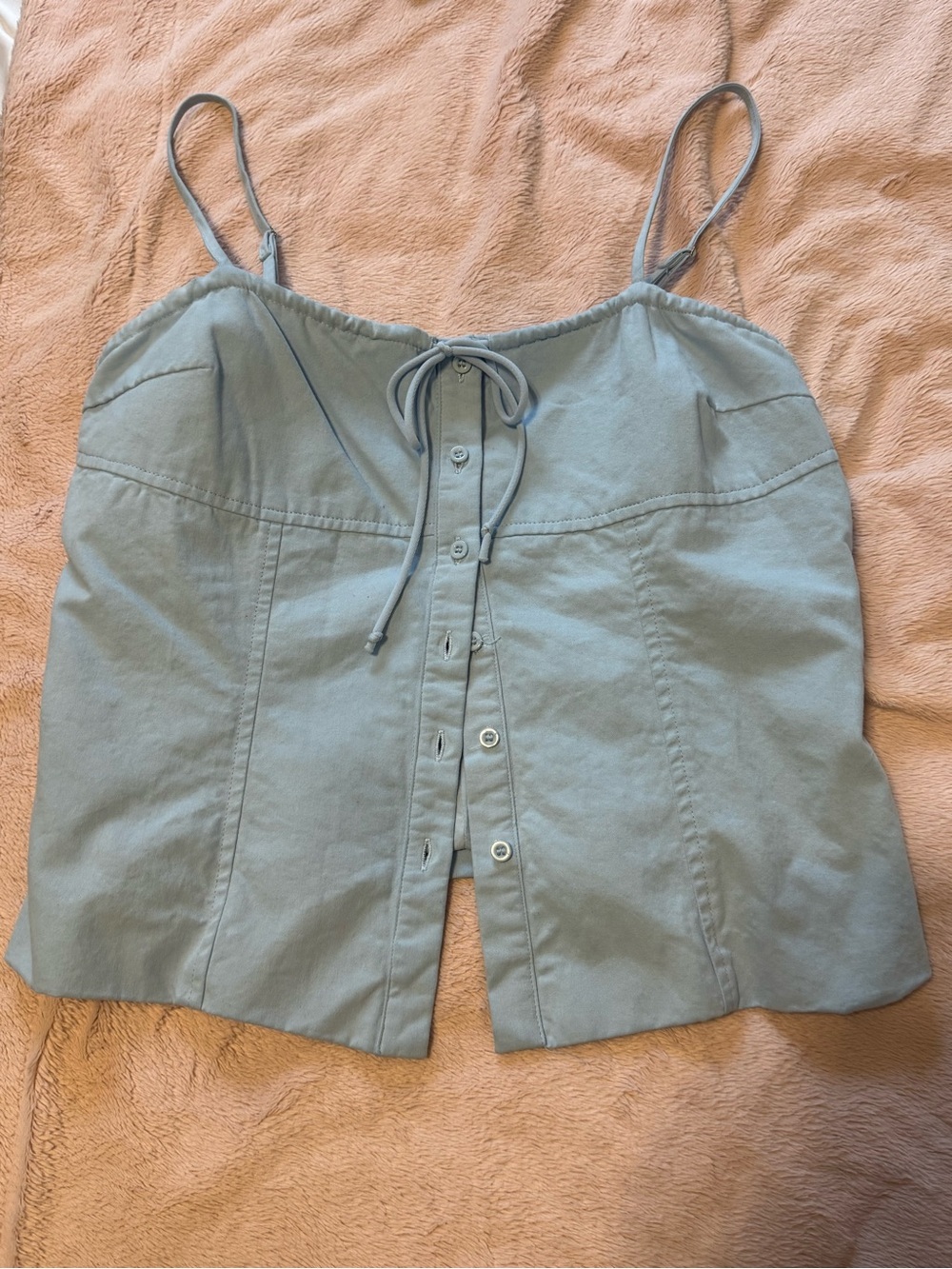 Women's Corset Style Tank Top in Light Blue